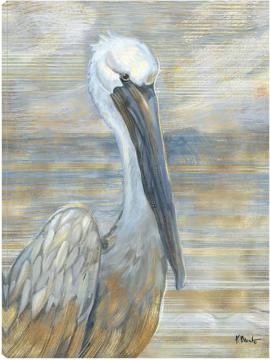 Fine Art Canvas Golden Salty Pelican Canvas Print by Artist Paul Brent for Living Room, Bedroom, Bathroom, Kitchen, Office, Dining & Guest Room - Ready to Hang - 35 in x 46 in (W x H) 35 in x 46 in (W x H)