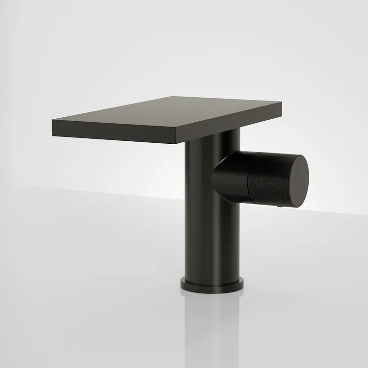 EVERSTEIN Single Hole Waterfall Bathroom Basin Faucet in Matte Black, 6" H