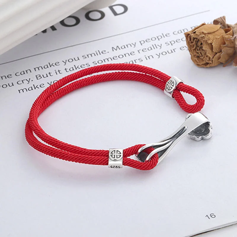 Red Agate Wish Ruyi Handle Protection Red String Braided Bracelet