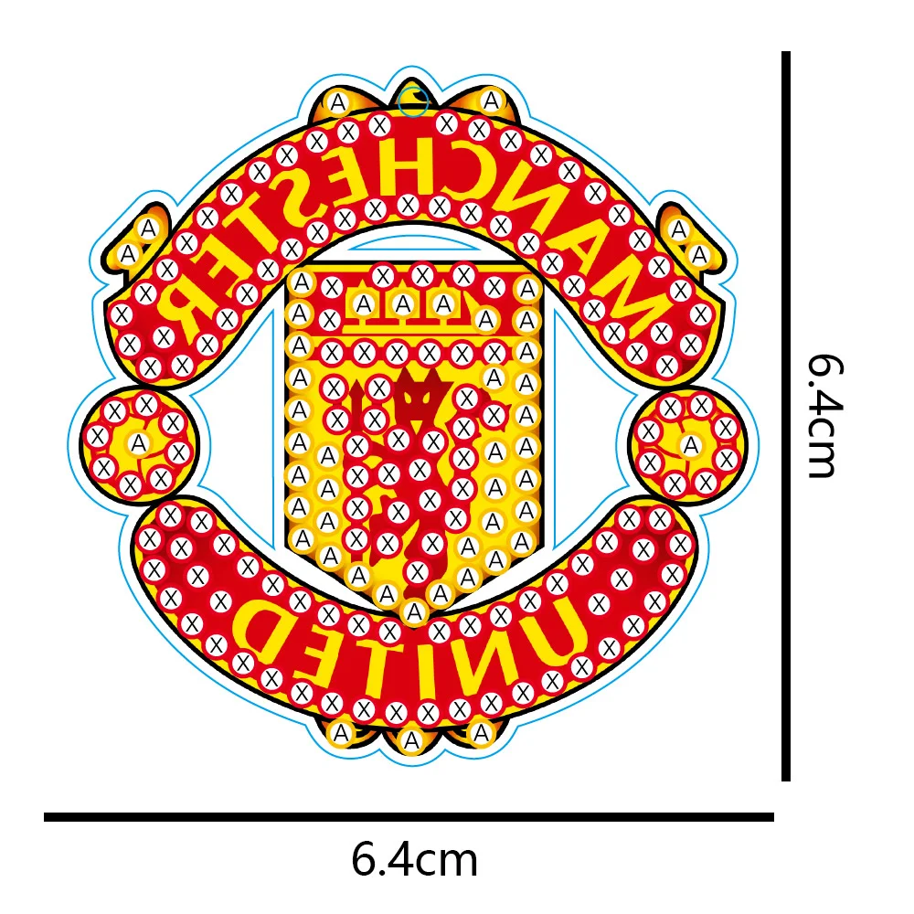 Manchester United FC DIY Diamonds Painting Keychain Crystal Mosaic Keyring Crafts Gift(Double Sided)