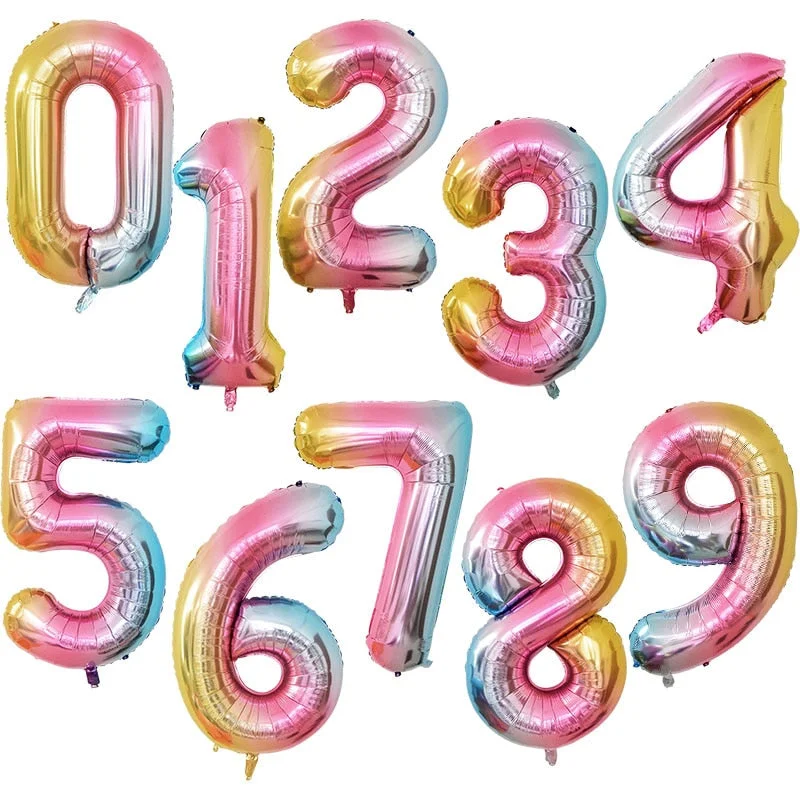 32/40Inch Giant Foil Number Balloons Air Helium Figures Wedding Adult Kids Birthday Party Decoration Supplies 0-9 Digital Globos