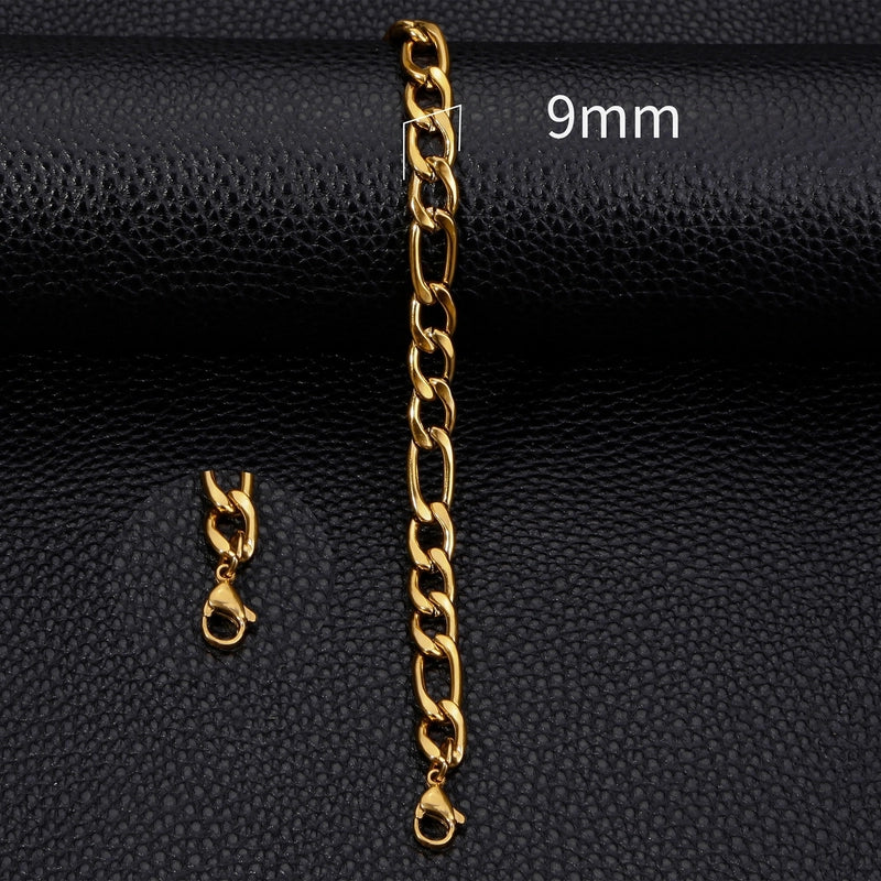 Hot Sale 3/5/7/9/11mm Classic NK3:1 Stainless Steel 18K Cuban Bracelet Unisex