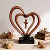 Resin Entwined Heart & Cross Christian Wedding Sculpture Symbolizing Husband Wife & God Two Hearts & Cross Keepsake for Weddings Anniversaries & Religious Gifts