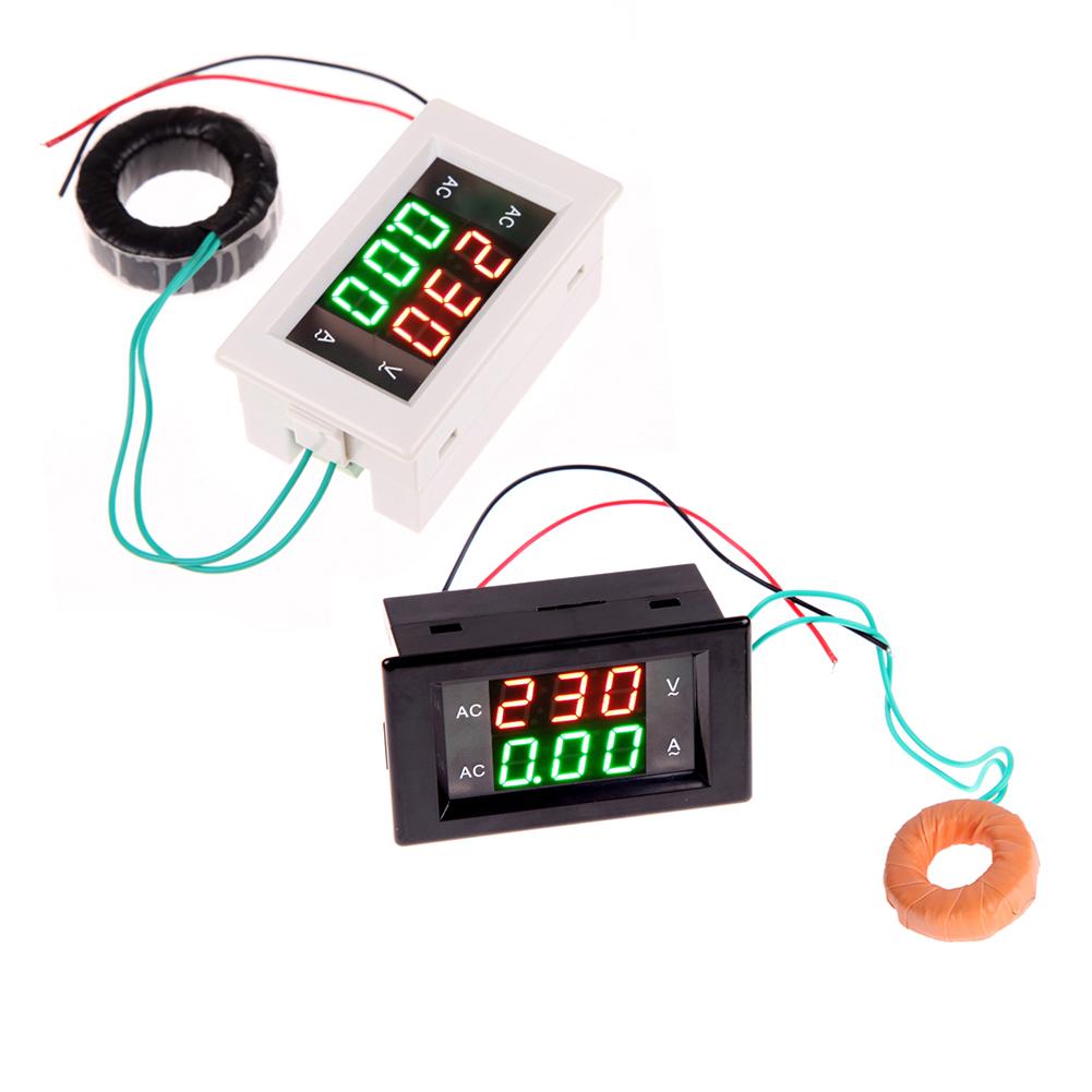 

AC Dual Display 300V 10A Voltmeter Ammeter Digital LED Volt Amp Meter 110V, 黑色, 501 Original