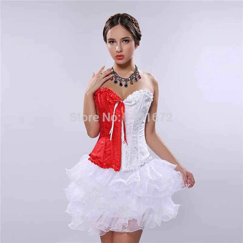 Billionm Sapubonva corsets and bustiers tops sexy women green white black white brocade corset zip vintage style corselet overbust ladies