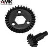AMK 6Pcs Metal Bevel Gear 13T+23T Ring Pinion Set with Alxe Differential Spool for 1/18 RC Crawler Car Axial UTB18 Upgrades (1 Set)