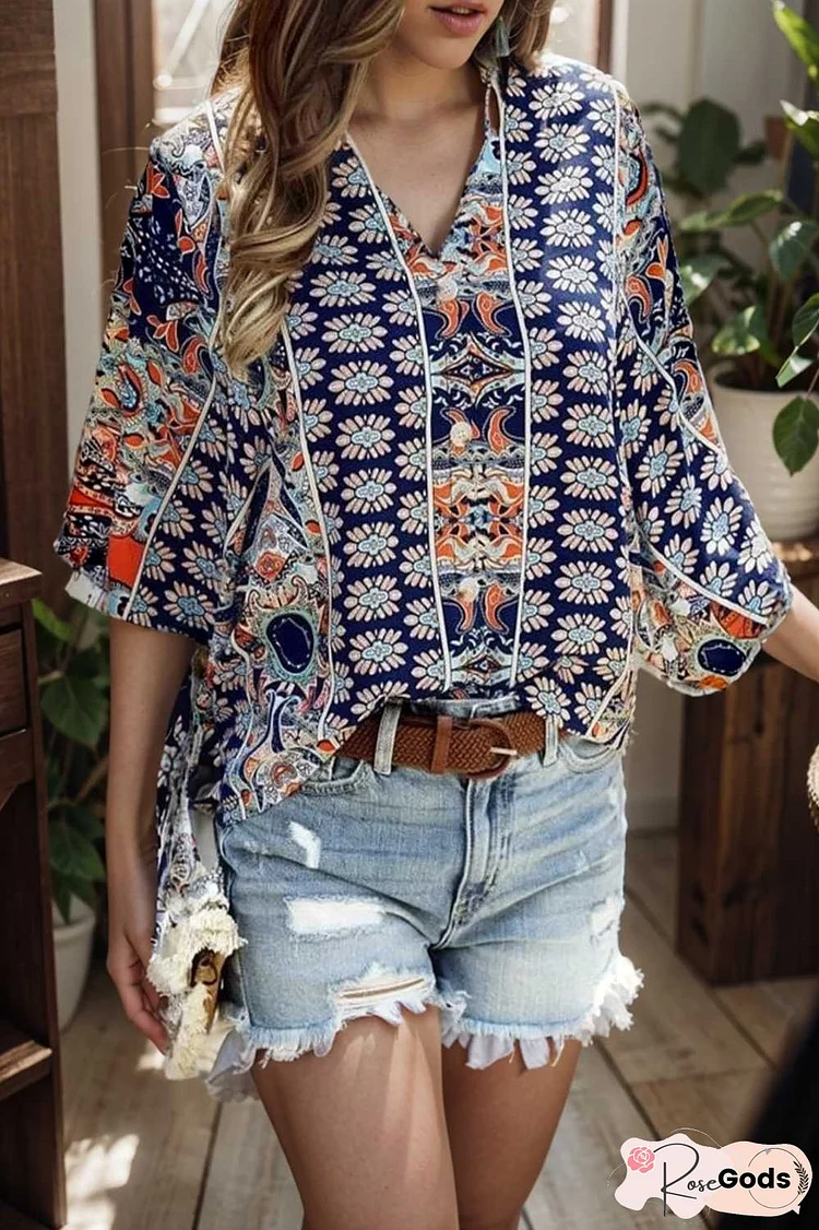 casual solid flowy loose tunic short sleeve v neck blouse