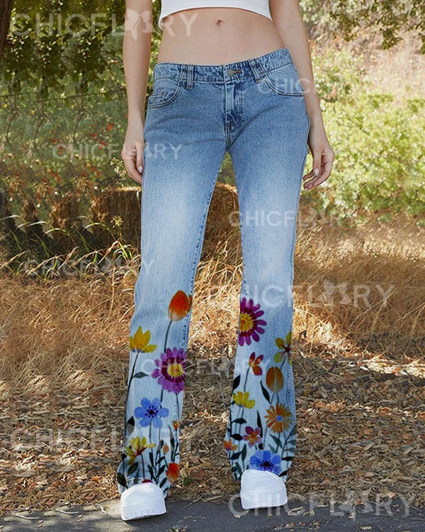 Women's Floral Print Jeans