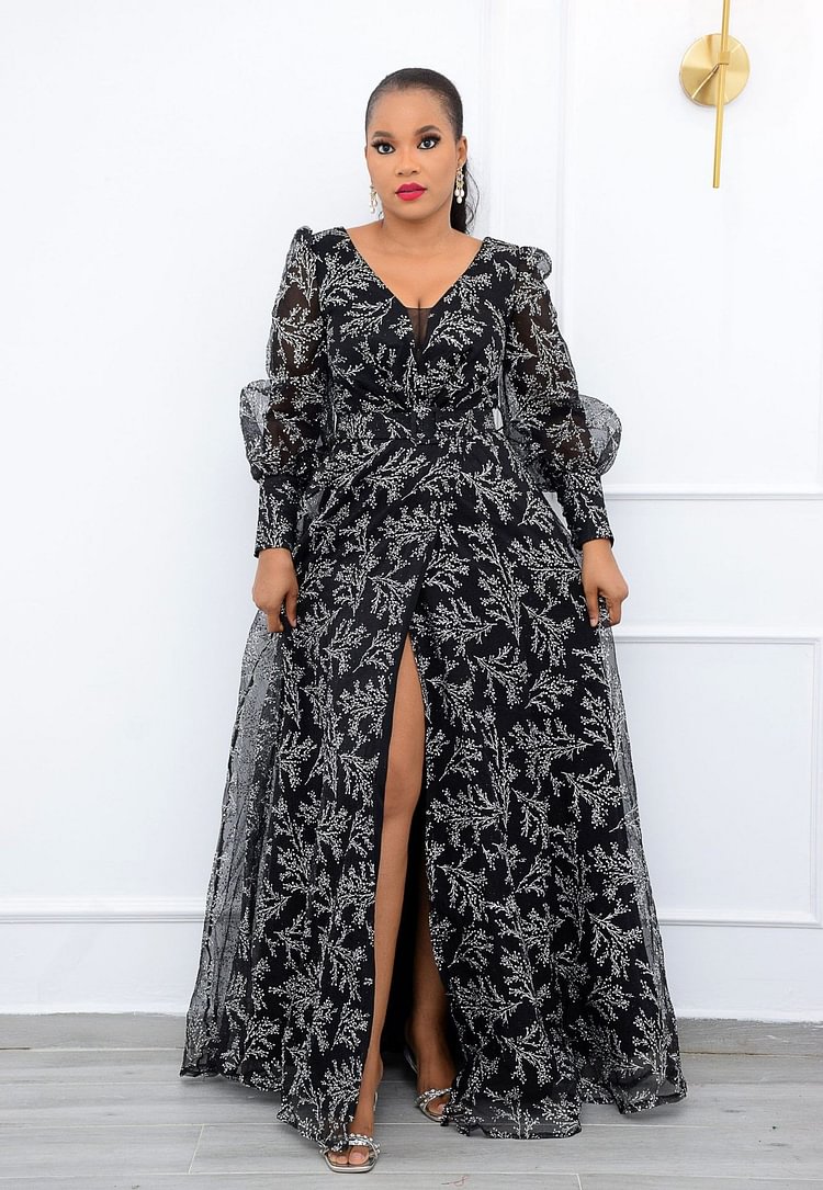 Printed plus size commuter loose long dress QueenFunky