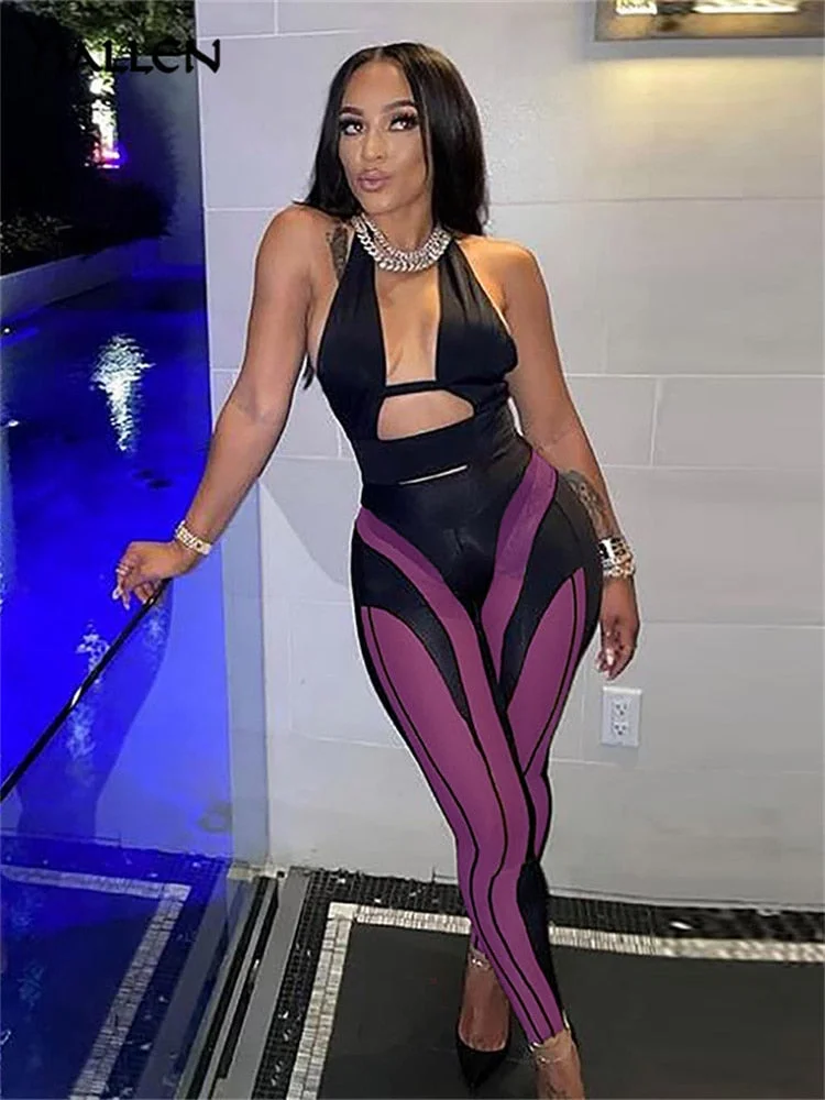 Yiallen Women Y2K High Waist Patchwork Casual Skinny Stretch Trousers 2021 New Fashion Club Streetwear Female Leggings Pant