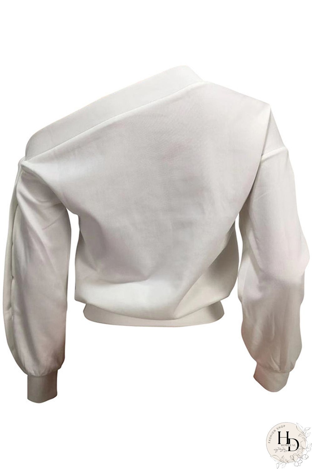 Black One Shoulder Collar Print Polyester Print Long Sleeve