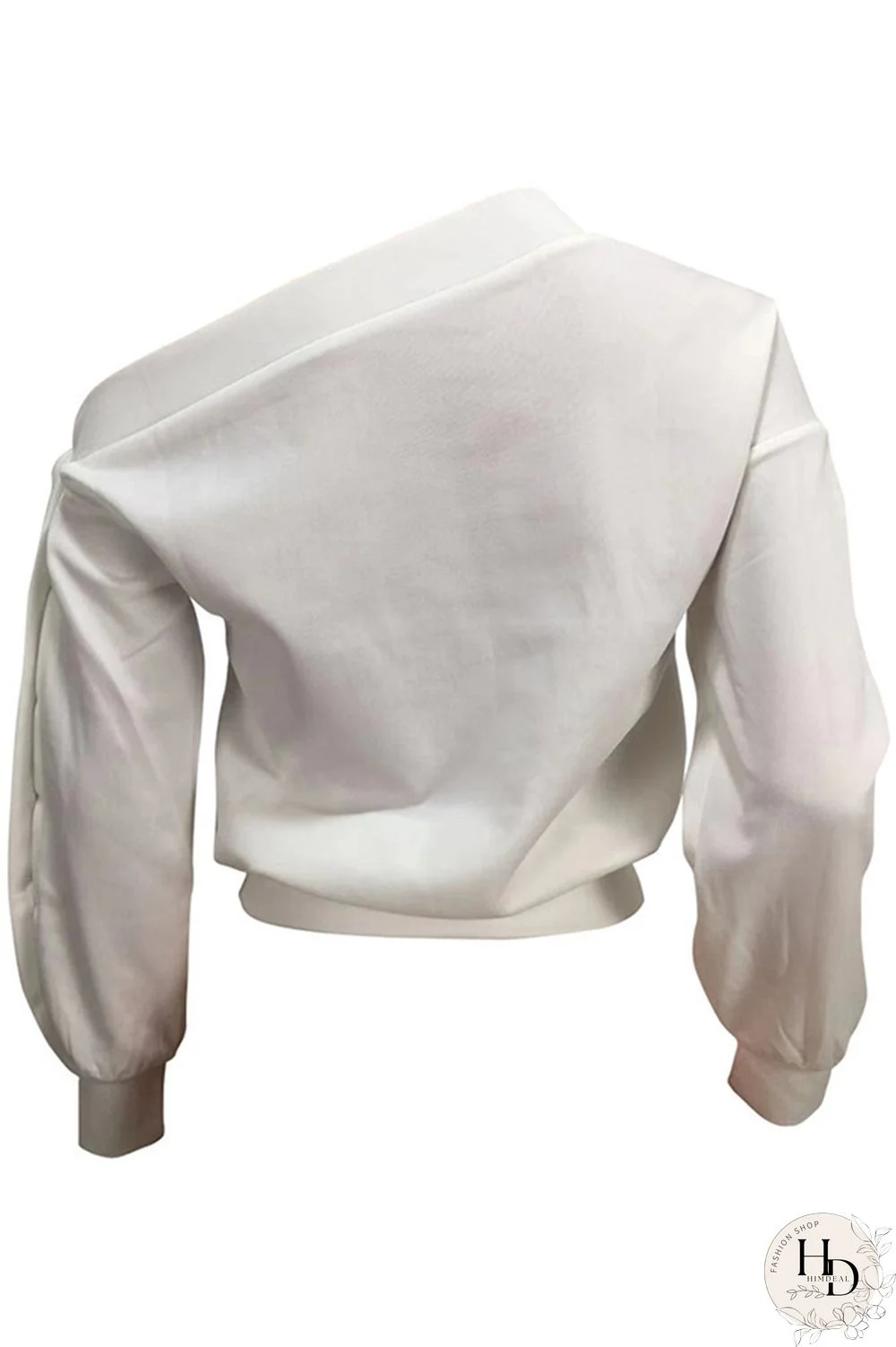 Black One Shoulder Collar Print Polyester Print Long Sleeve