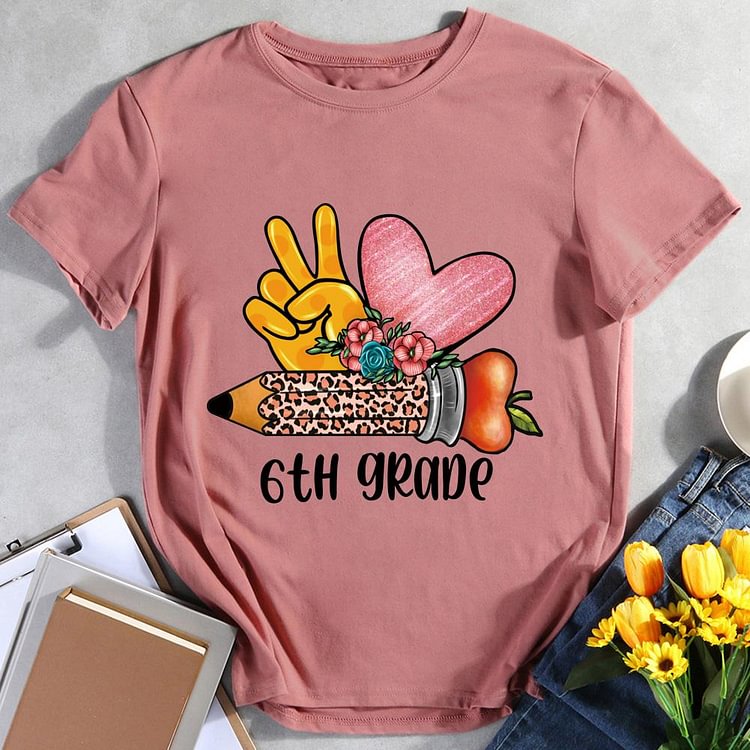 ANB -   Peace Love Sixth Grade Book Lovers Tee -011605