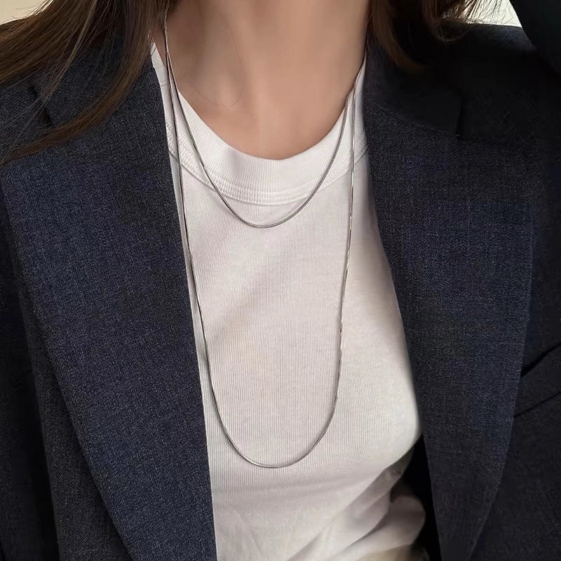 Minimalist Solid Color Titanium Steel Polishing Necklace