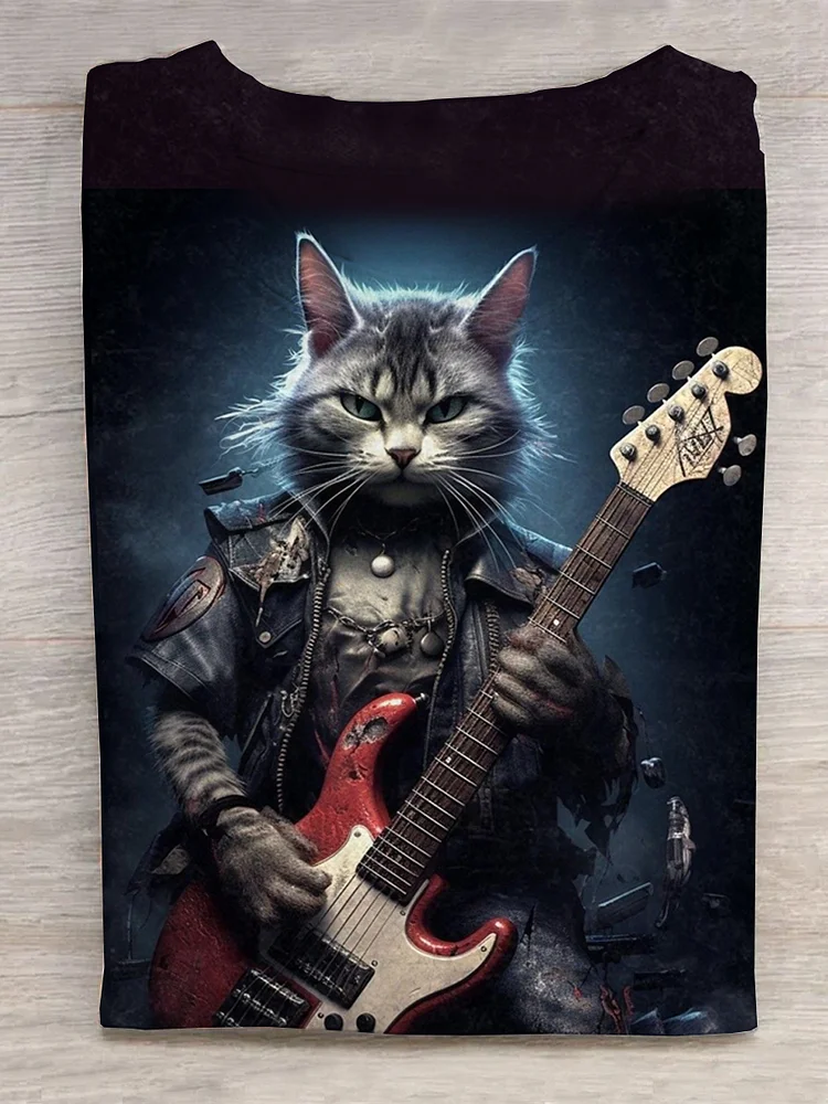 Rock Guitarist Cat T-shirt