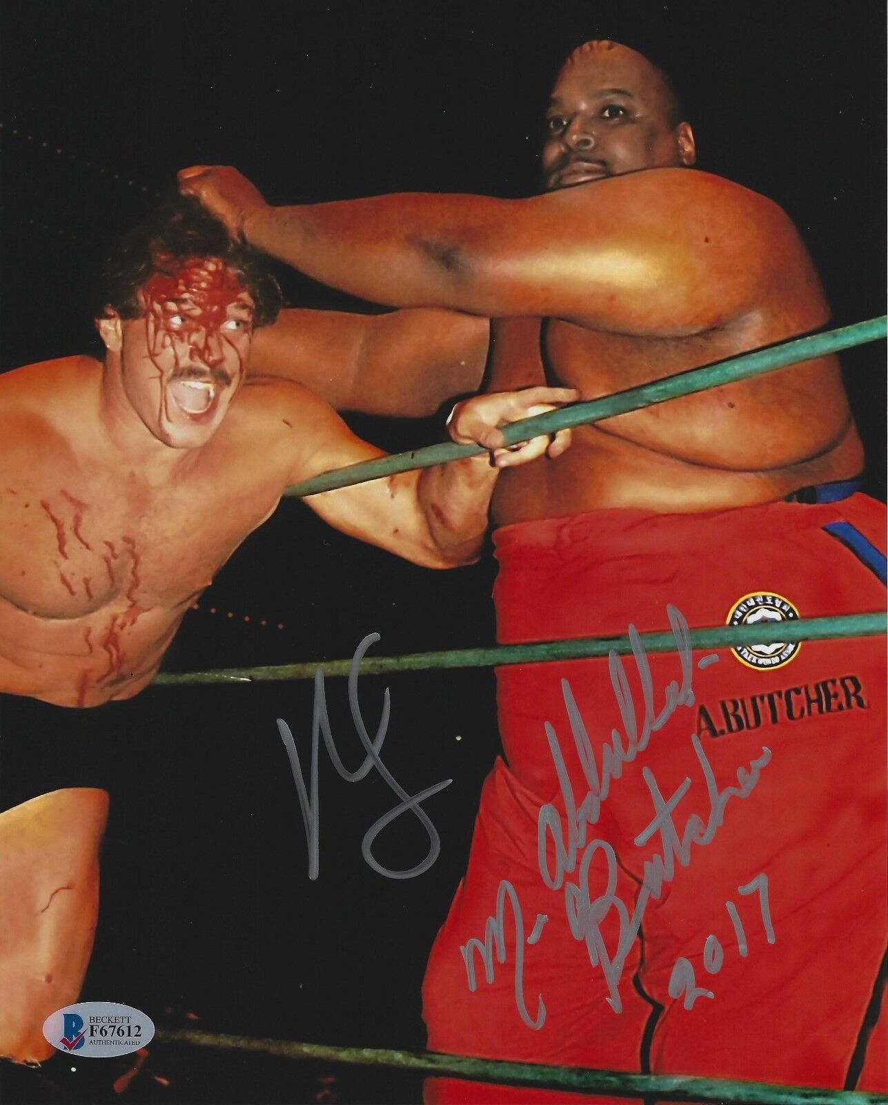 Abdullah The Butcher & Manny Fernandez Signed 8x10 Photo Poster painting BAS Beckett COA WWE NWA