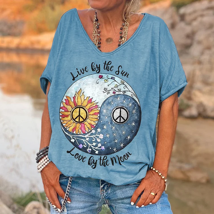 Live By The Sun Love By The Moon Printed Women's T-shirt