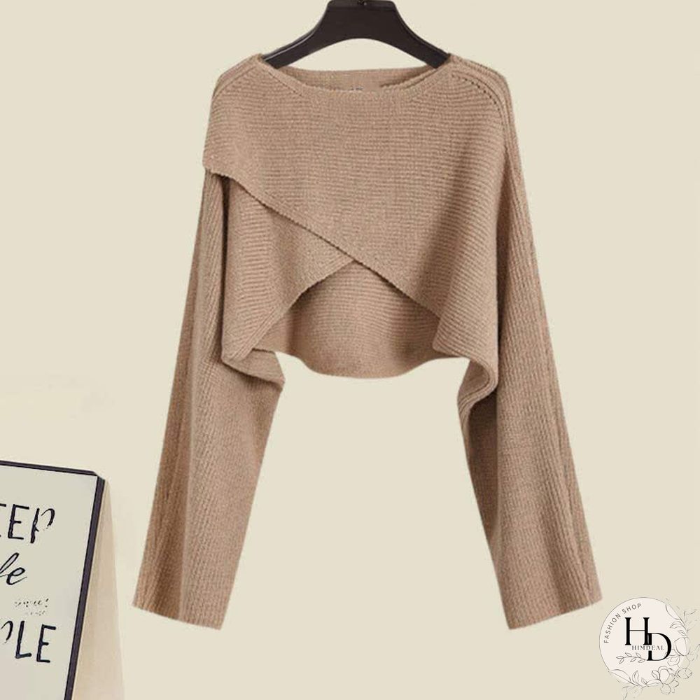Cross Knit Sweater Flouncing Slip Dress Two Pieces