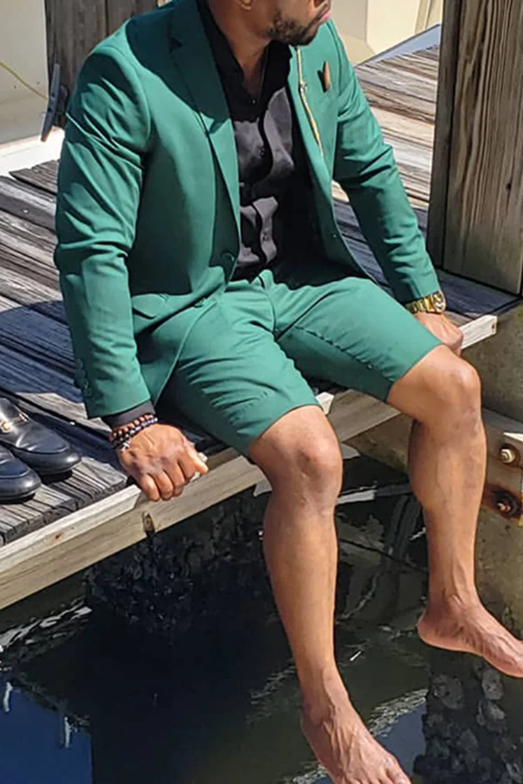 Tiboyz Fashion Green Blazer And Shorts Two Piece Set