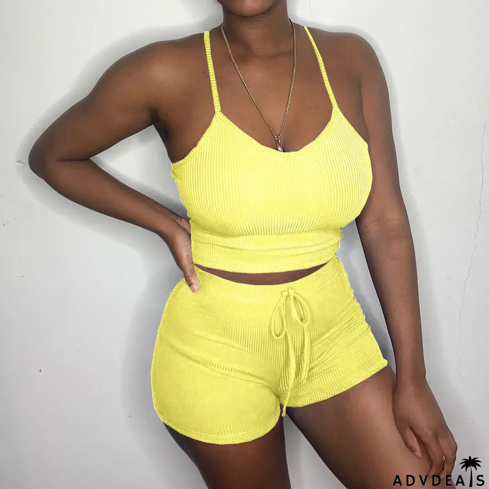 Fashion Sexy Camisole Shorts Suit