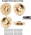 AMK 4pcs RC Brass Wheel Weights, Brass Wheel Hex Hub Adapter for 1.9in / 2.2in Beadlock Wheel Rim 1/10 RC Crawler Car Axial SCX10 Capra TRX4 TRX6 (4pcs 15mm Brass Weights)