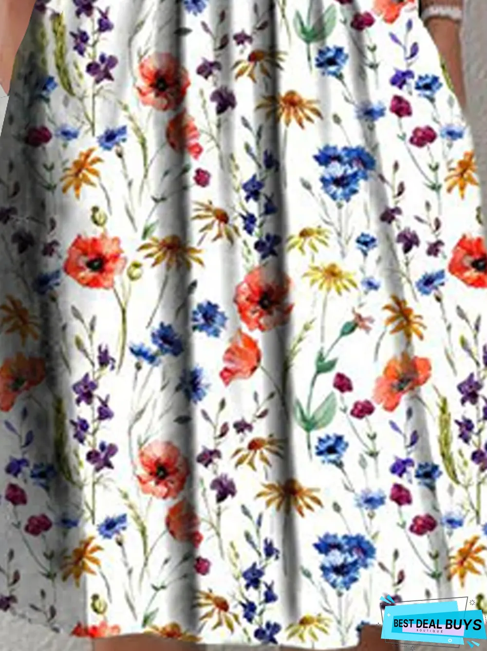 Floral Loosen Casual Short Sleeve Woven Dress