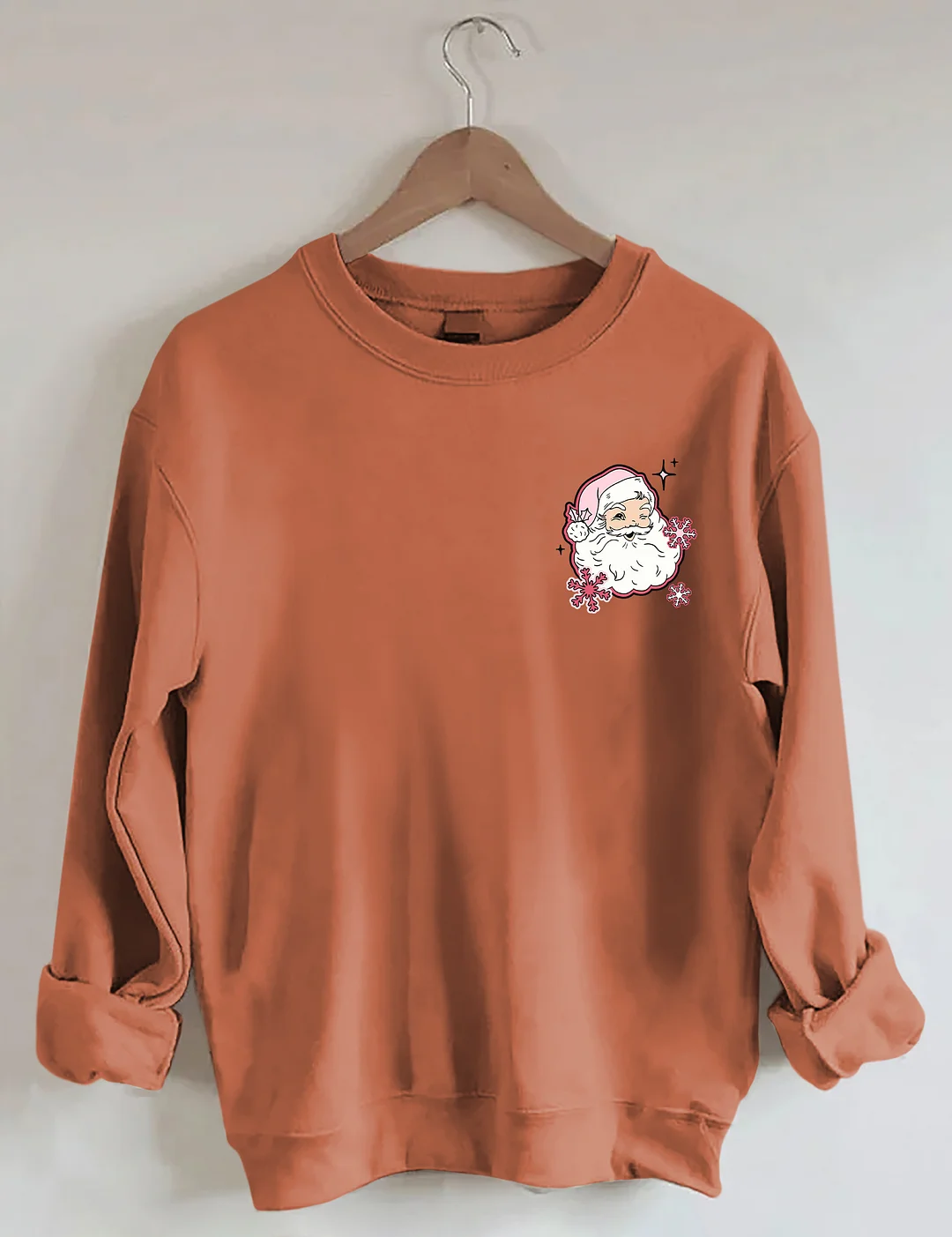 Don't Stop Believin Pink Santa Sweatshirt