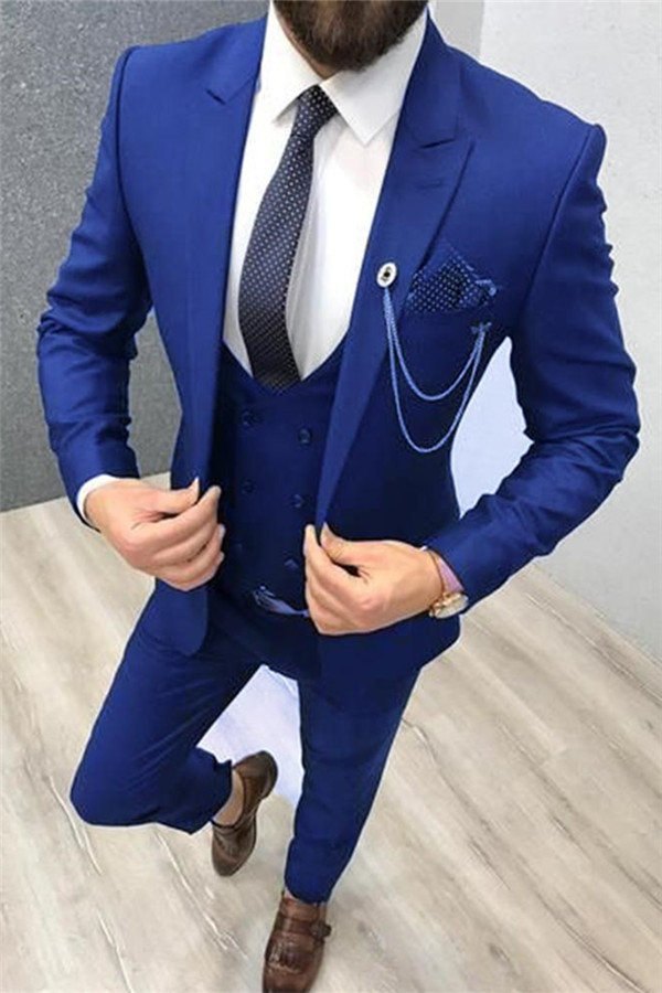Luluslly Elegant Three Pieces Royal Blue Men's Wear Suit For Groom