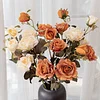 Autumn Vibe 3 Heads Burn Edge Artificial Stem Rose Flower