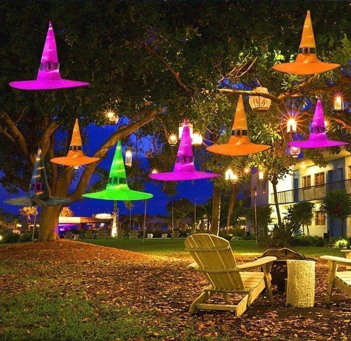 🎃HALLOWEEN Decorations Glowing Witch Hat Decorations - 2 in 1 Hanging/Wearable