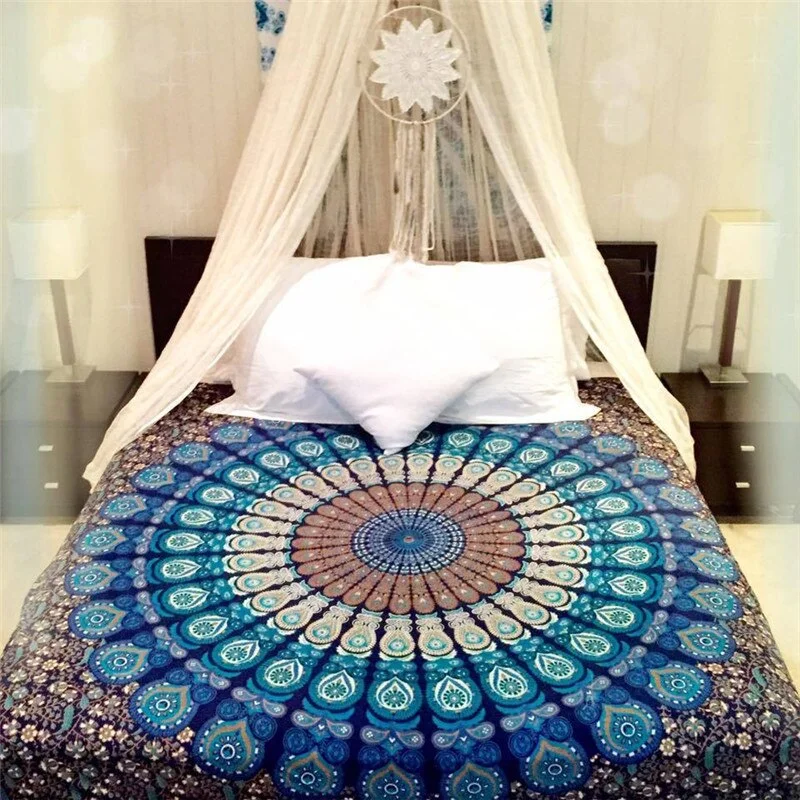 210x150cm Portable Movable Boho India Mandala Chiffon Tapestry Wall Hanging Bed Manta Beach Towel 3 Colors