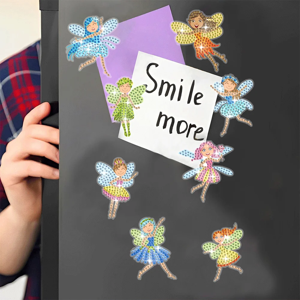 8Pcs Little Fairy Special Shaped Diamond Painting Fridge Magnet Fridge Stickers