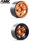 AMK Brass 1.0 Beadlock Wheel- Negative Offset Wheels for 1/18 TRX4M SCX24 Gladiator Bronco C10 JLU Deadbolt SCX24 1/24 Crawler,W1005(4pcs,Grew)