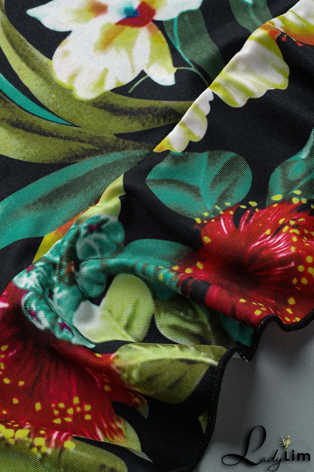 Green Casual Print Bandage Split Joint V Neck Plus Size Two Pieces