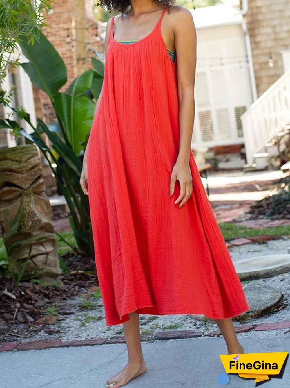 Women's U-neck Sleeveless Maxi Dress