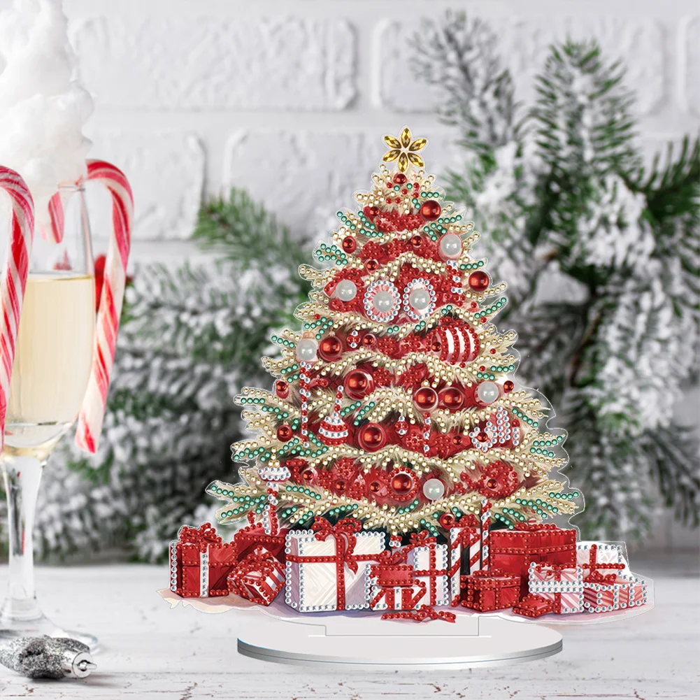 DIY Christmas Tree Single Side Special Shape+Round Diamond Painting Desktop Decor Xmas Ornament