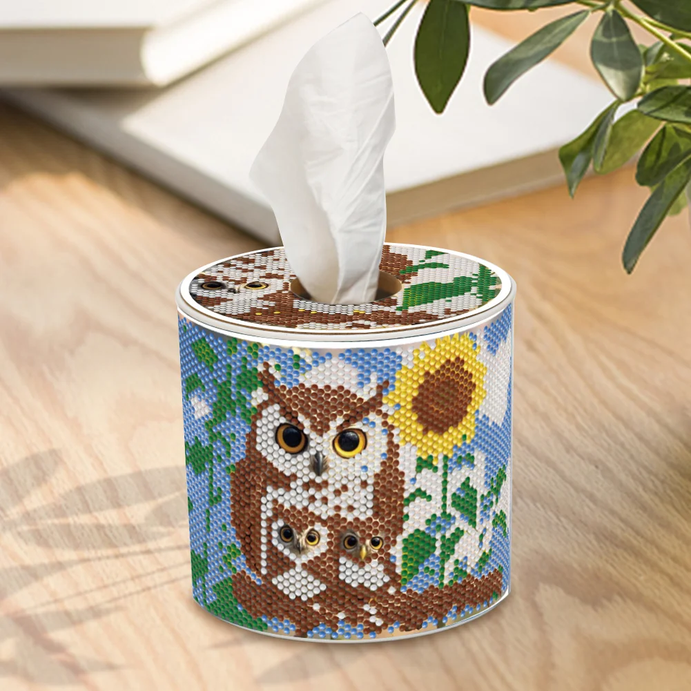 Owl DIY Diamond Painting Handmade Tissue Holder Rhinestones Crystal Tissue Box