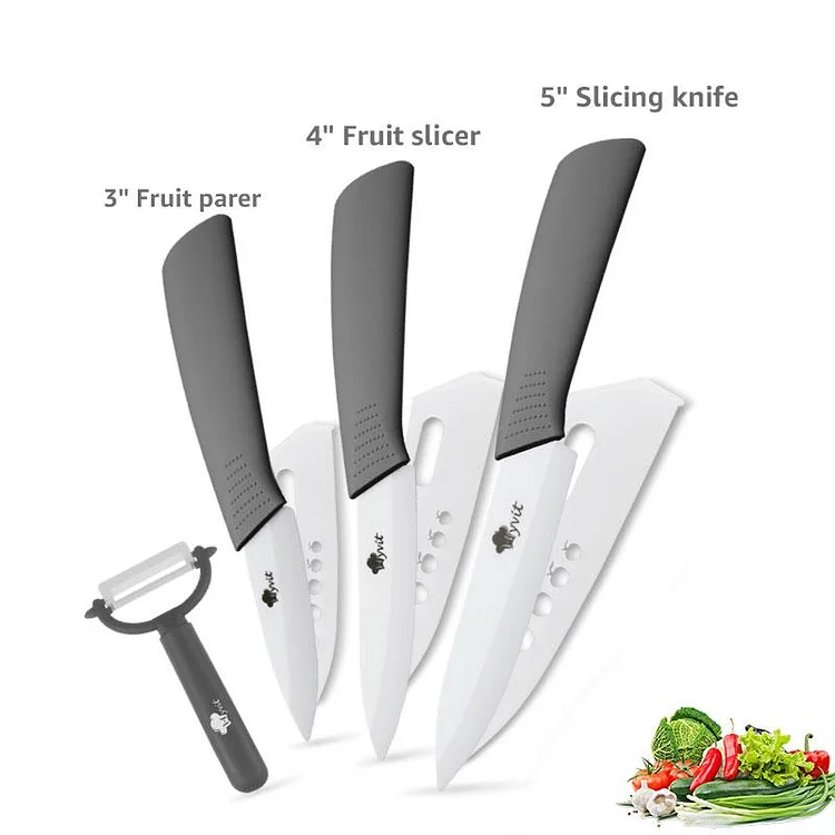 Ceramic Knives Set Kitchen Knives with Stand 3" 4" 5" 6"   Peeler   Knife Holder Ceramic Knife White zirconia Blade High Quality