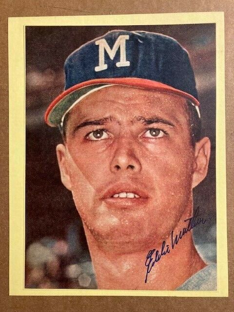 Eddie Mathews Brave 8.5 x 11 Autographed Vintage Magazine Photo Poster painting JSA Auction COA