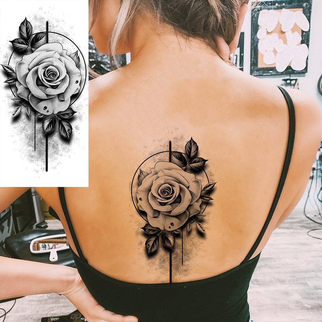 Gingf Rose Flower Temporary Tattoos For Women Adult Peony Dahlia Fake Tattoo Sticker Forearm Body Art Water Transfer Tatoos
