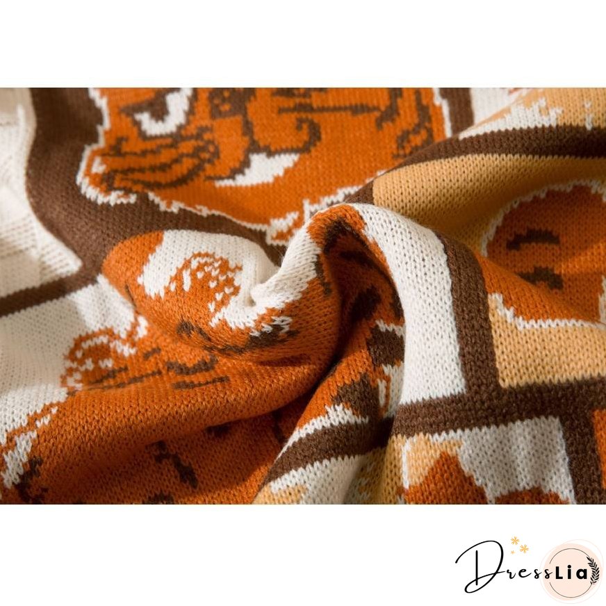 Lovely Tiger Stitching Sweater