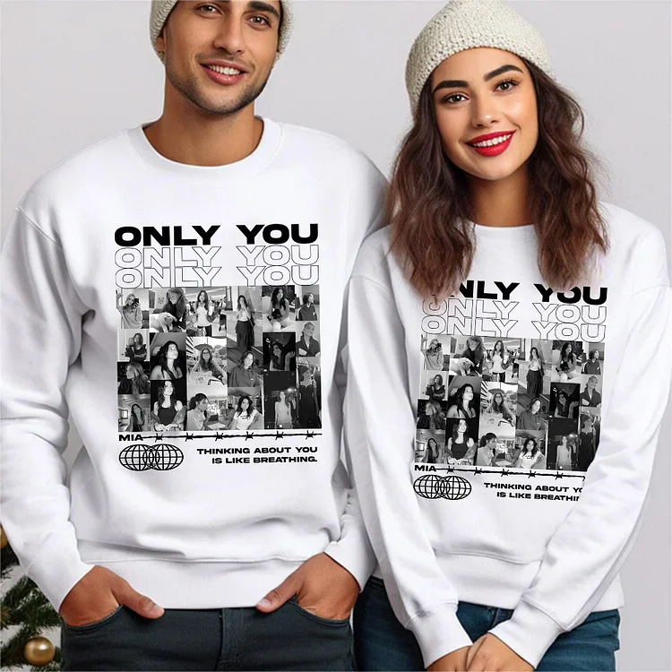 Valentine Gift For Couple Unique Custom Photo Sweatshirt-Chest print Sweatshirt