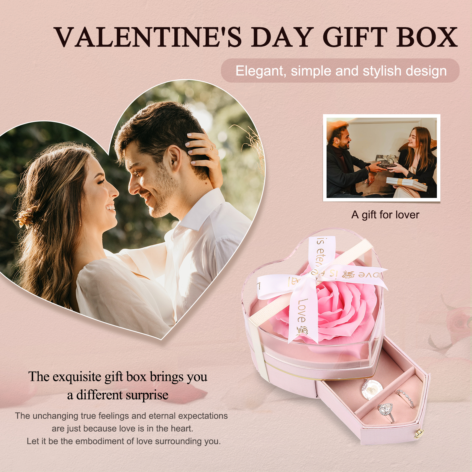 Rose Exquisite Jewelry Box Storage Box Valentine's Day Gift Packaging Box