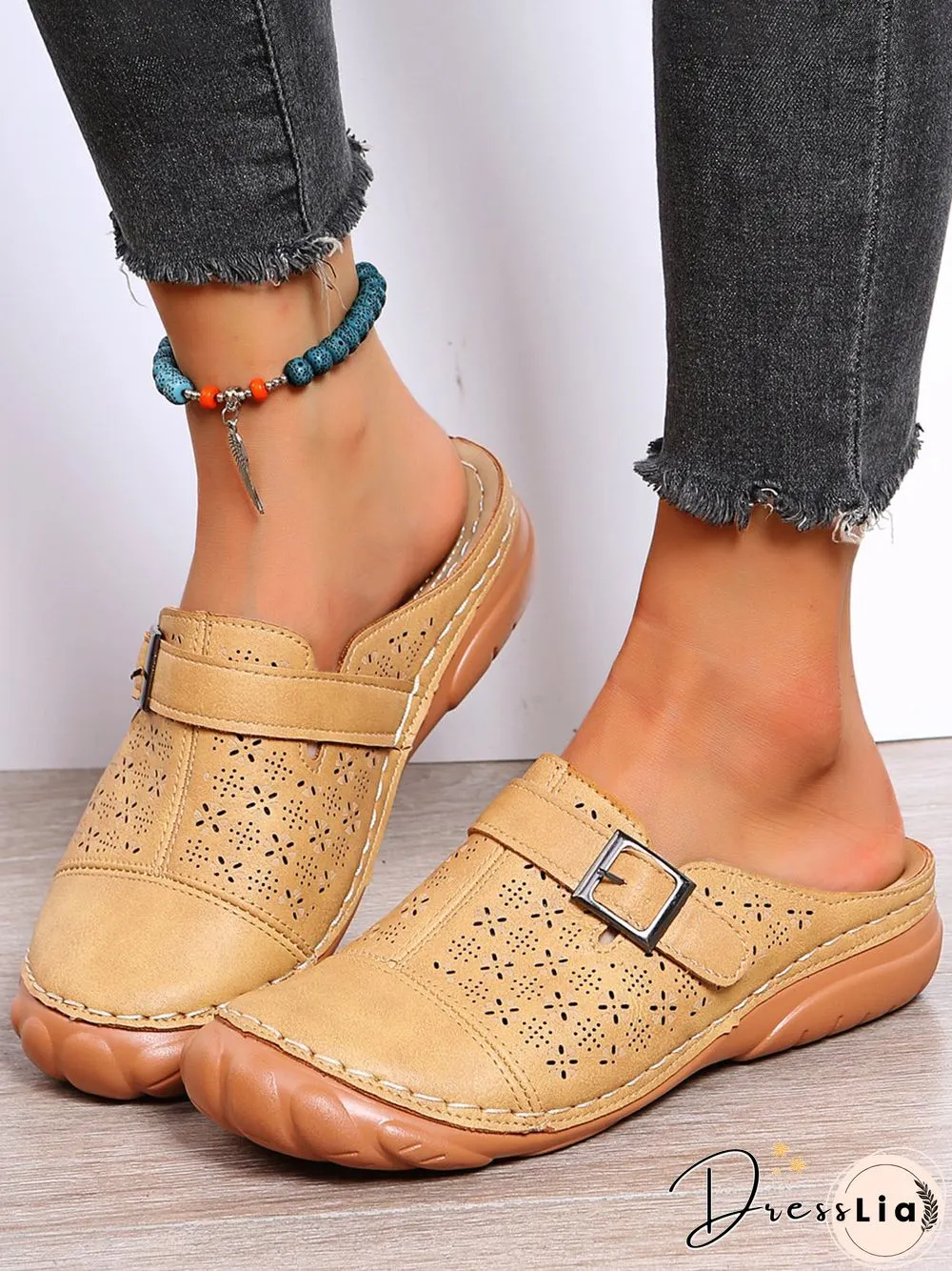 Floral Cutout Breathable Casual Comfort Mules