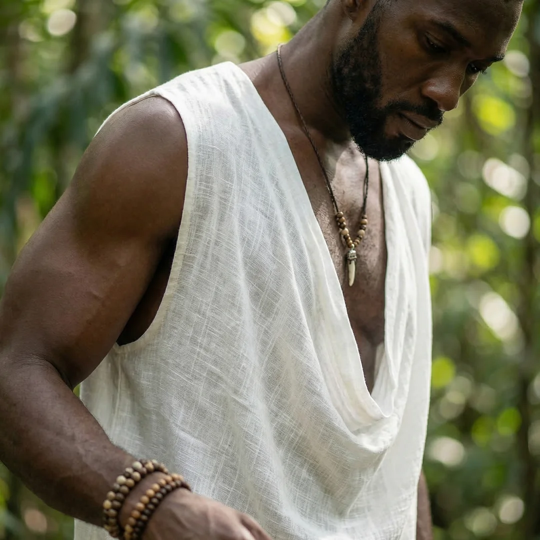 Linen Turtleneck Sleeveless T-shirt, Casual, Loose, Breathable And Comfortable Top.-inspireuse