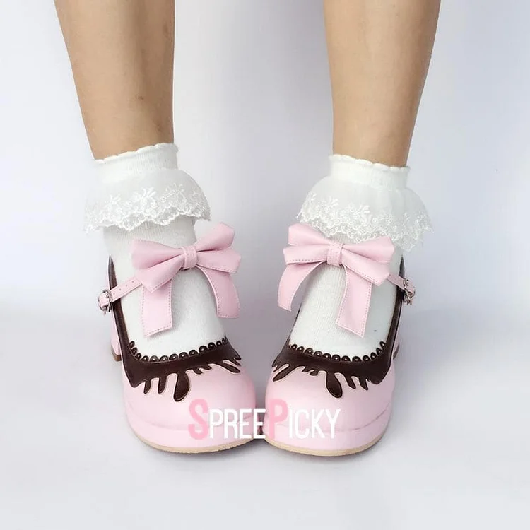Pink/Black/Coffee Chocolate Strawberry Doll Shoes SP1710191