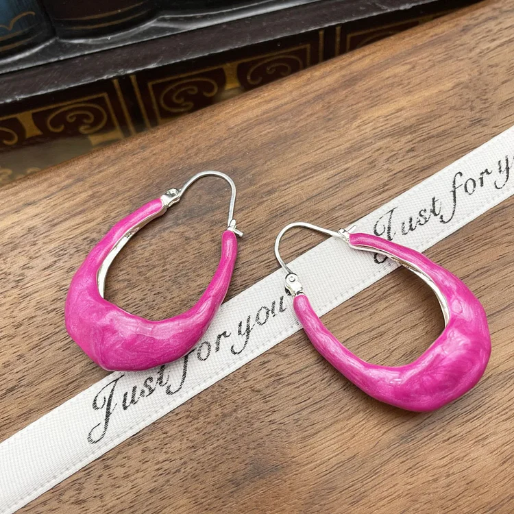 Irregular circle enamel oil drop exaggerated earrings