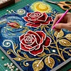 DIY Pearl Painting Red Roses for Home Decor with Frame(25x25cm)
