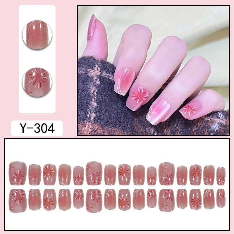 Sweet Color Block Heart Shape ABS Press-on Nails 1 Set