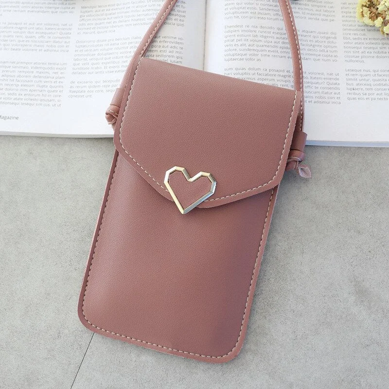 Luxury Handbags Women Bags Designer Heart-shaped Transparent Touch Screen Simple Retro Mobile Phone Bag 2020 New Buckle Bag